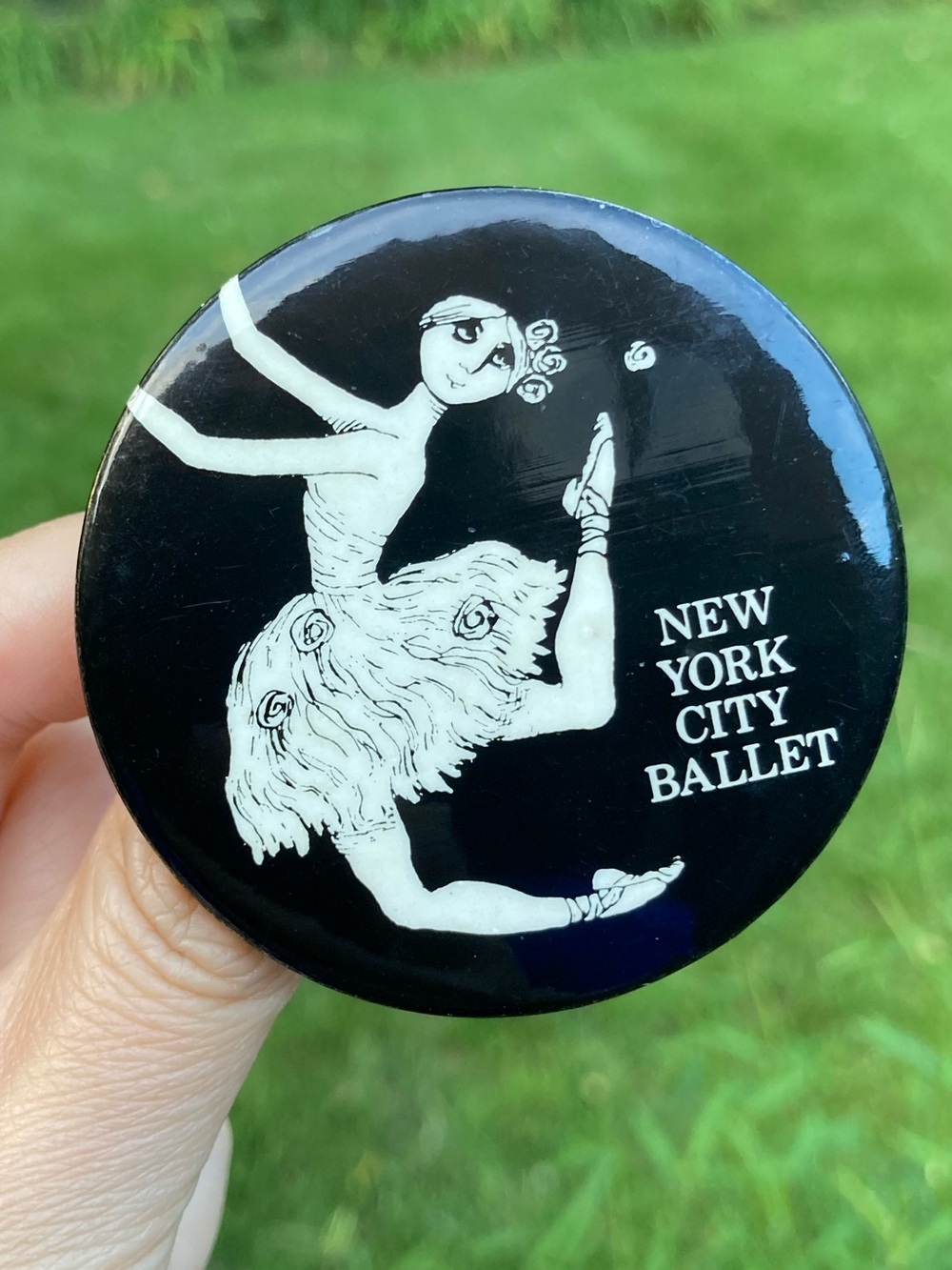 Vintage 1970s Edward Gorey New York City Ballet Ballerina Pinback Button 2 1/8”